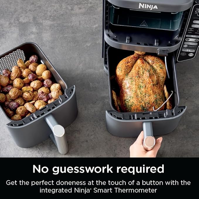 Ninja DoubleStack XL Smart 2-Basket Air Fryer, Smart Cook System, DoubleStack Technology Cook 4 Foods at Once, Space Saving Design, 10 QT, 6-in-1, Smart Finish & Match Cook, Air Fry, Broil, Bake SL451