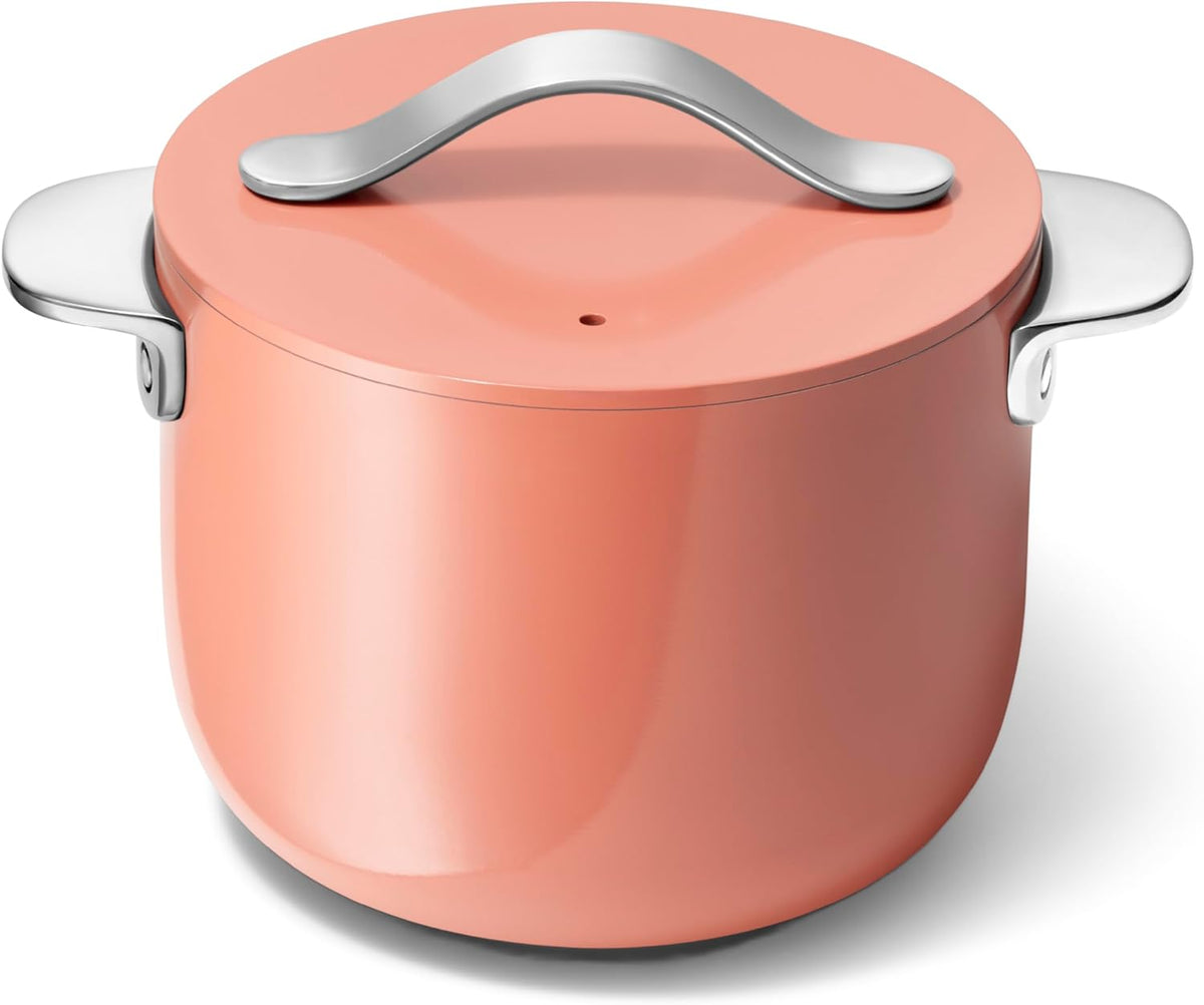 Caraway Petite Cooker - 2 Qt Ceramic Coated Pot - Free From Forever Chemicals - Perfect for Rice, Grains, or Sauces - Perracotta