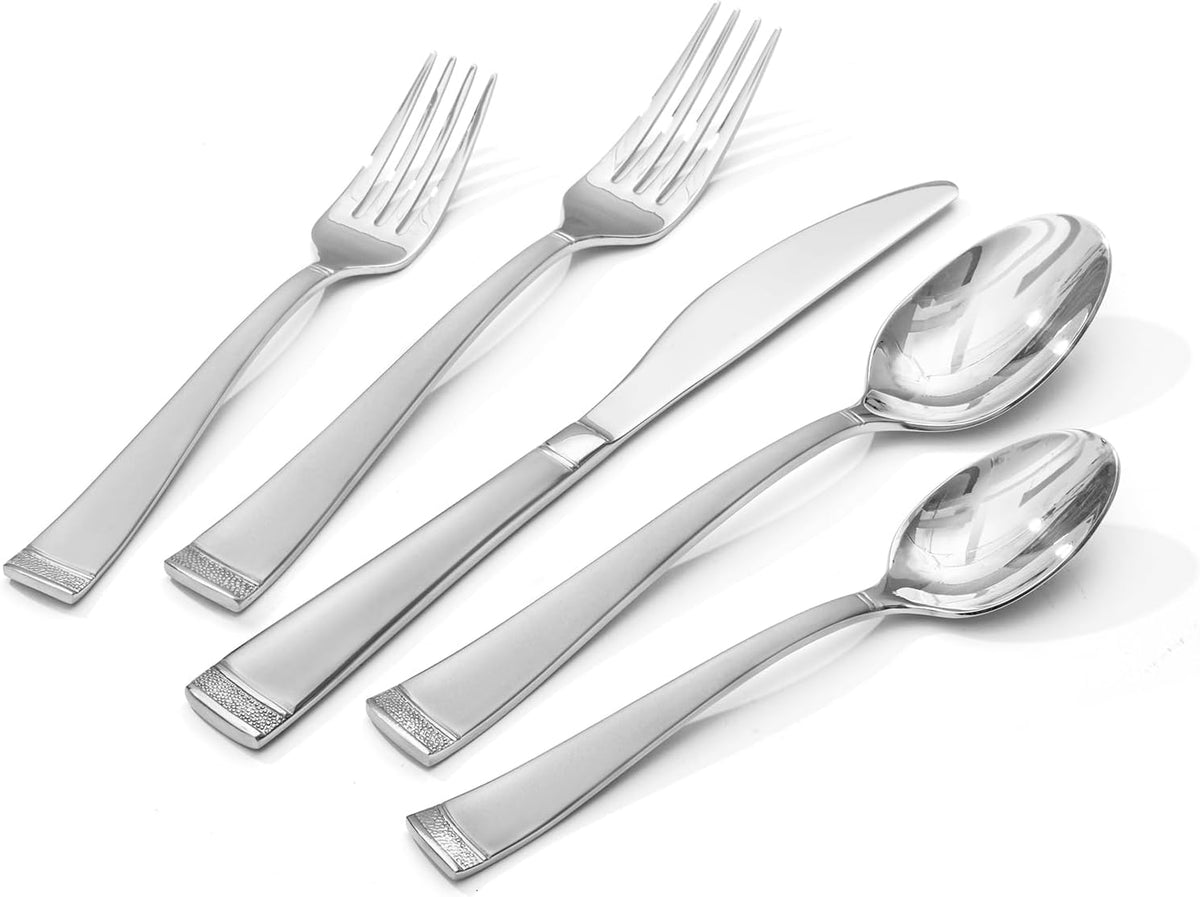 KINGSTONE Silverware Set, 30-Piece Flatware Set for 6, 18/10 Stainless Steel Cutlery Set with Bead Edge, Utensil for Kitchen, Home, Party, Wedding, Mirror Polished, Dishwasher Safe