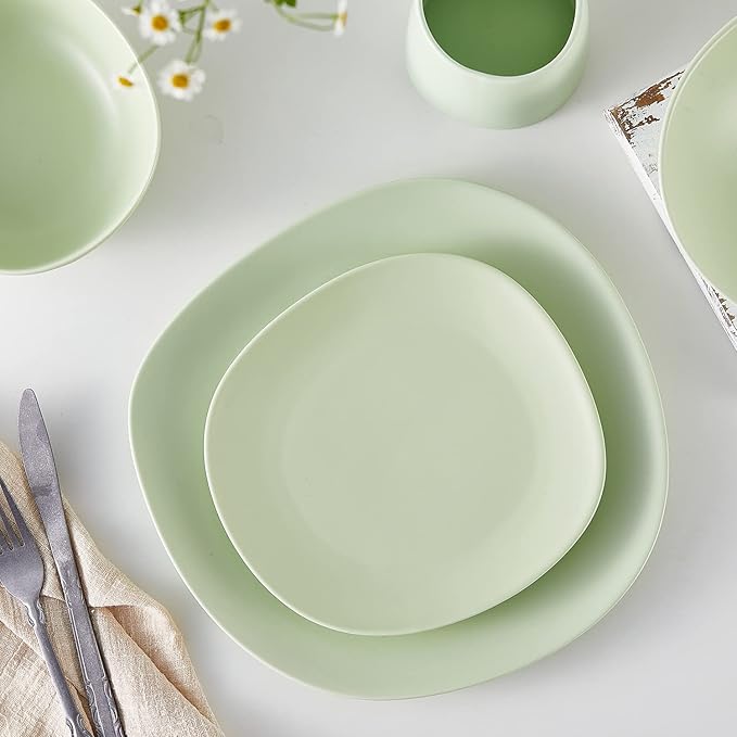 Stone lain Delilah Salad Plate 6-Piece Dish Set, Porcelain, Lime Green