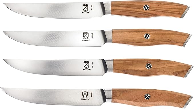 Mercer Culinary Olive Wood 4-Piece Steak Knife Set