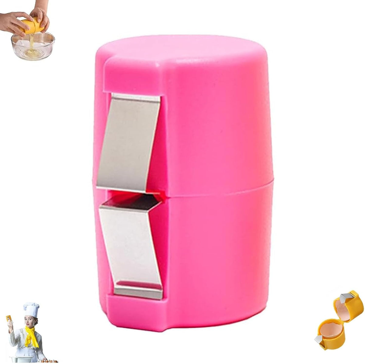 Stainless Steel Egg Opener,Egg Opener For Hard Boiled Eggs,Efficient Egg Cracking Tool，Perfect For Baking, No Shells，No Mess – Perfect Omelets, Scrambled Eggs & Baking. (pink)