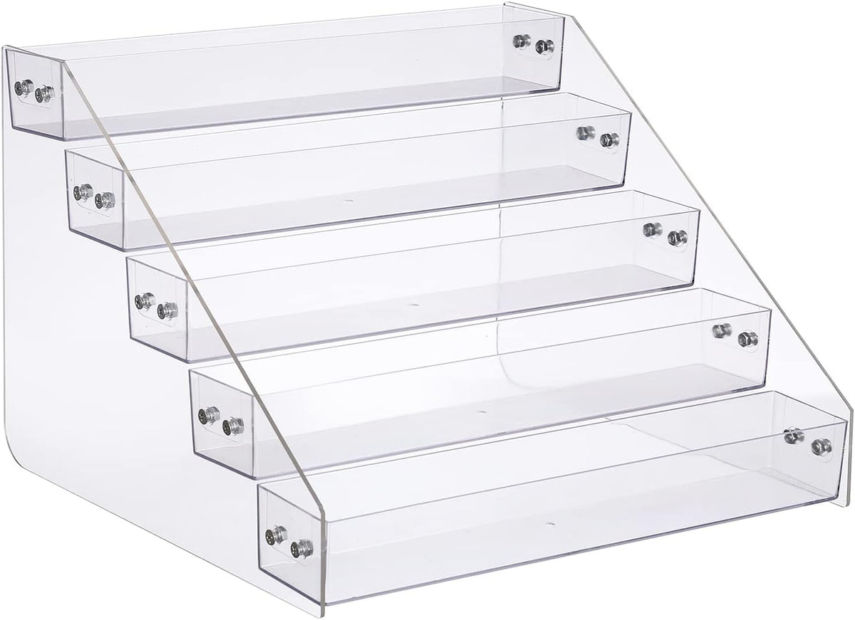 Tiered Spice Rack Acrylic, Spice Rack Shelf Seasoning Organizer for Countertop, Cabinet, Pantry, Kitchen Storage - 5 Tier
