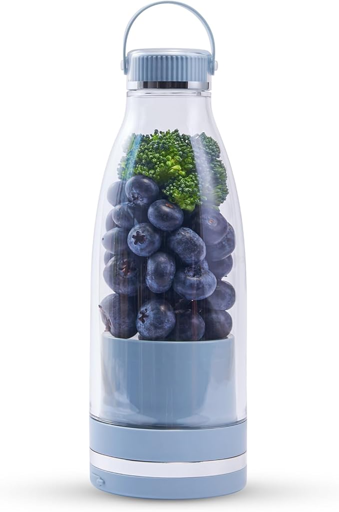 Smoothie Blender Personal Size Juicer 17oz Big Capacity USB-C Rechargeable (Light Sky Blue)