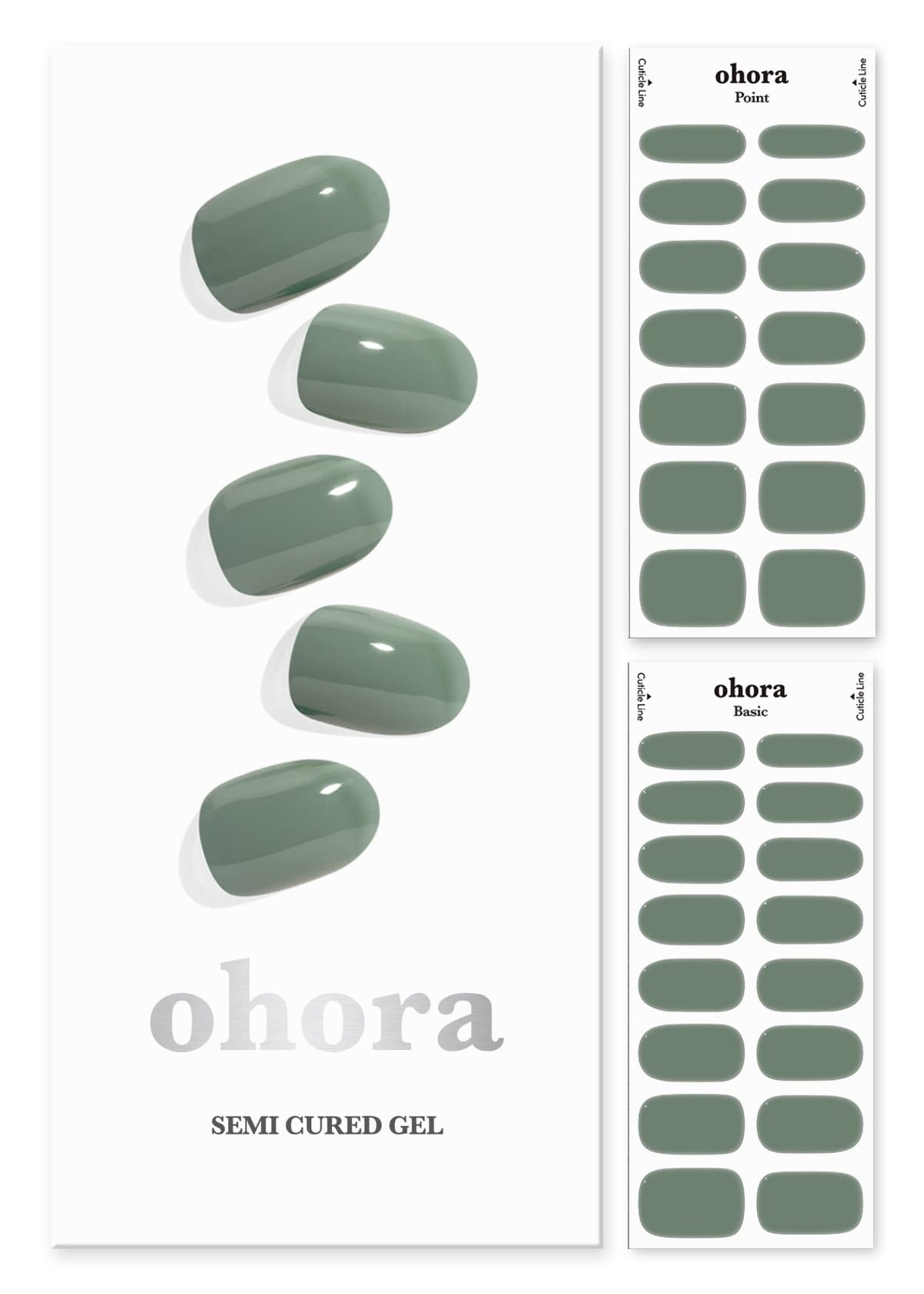 Ohora Semi Cured Gel Nail Strips (N Cream Leaf) - Green, Solid, Works With Any Uv/Led Nail Lamps, Salon-Quality, Long Lasting, E