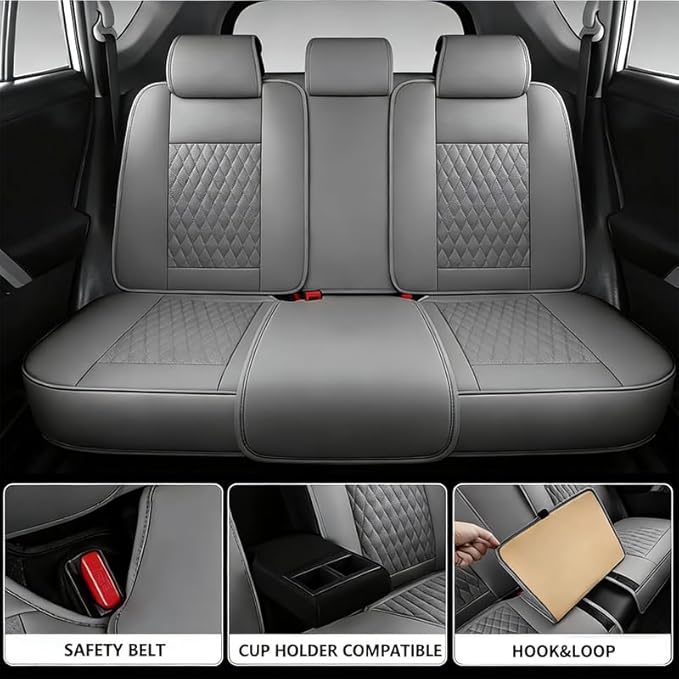 Car Seat Covers Full Set Custom Fit for Ford Bronco Sport 2021-2026 - Premium Faux Leather with Lumbar Support | Breathable, Waterproof, Anti-Slip, Durable (Gray,Full Set)