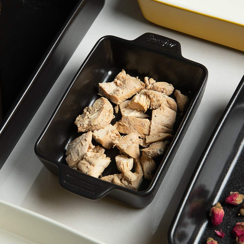 Sweejar Ceramic Bakeware Set, Rectangular Baking Dish for Oven Lasagna Pans for Cooking, Kitchen, Cake Dinner, Banquet and Daily Use, 11.8 x 7.8 x 2.76 Inches of Casserole Dishes (Black)