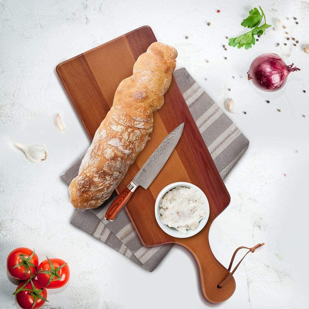 AIDEA Wood Cutting Board with Handle, Cheese Board Chartuterie Board for Kitchen, Party 17" LenghtX6"Height (2 Pack)
