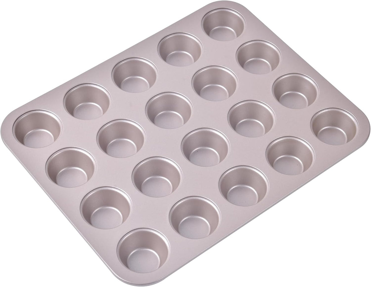 Mini Muffin Pan, 20-Cavity Non-Stick Mini Cupcake Pan Bakeware for Oven Baking (Champagne Gold)