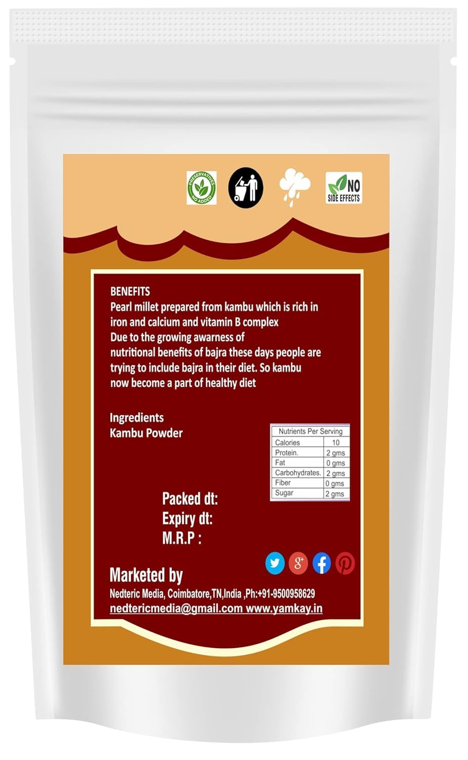 Yamkay Pearl Millet Flour (Bajra Atta) - Naturally Gluten-Free Bajra Flour & Kambu Flour, High-Fiber, Nutritious Grain for Healthy Cooking & Baking (300 GM)