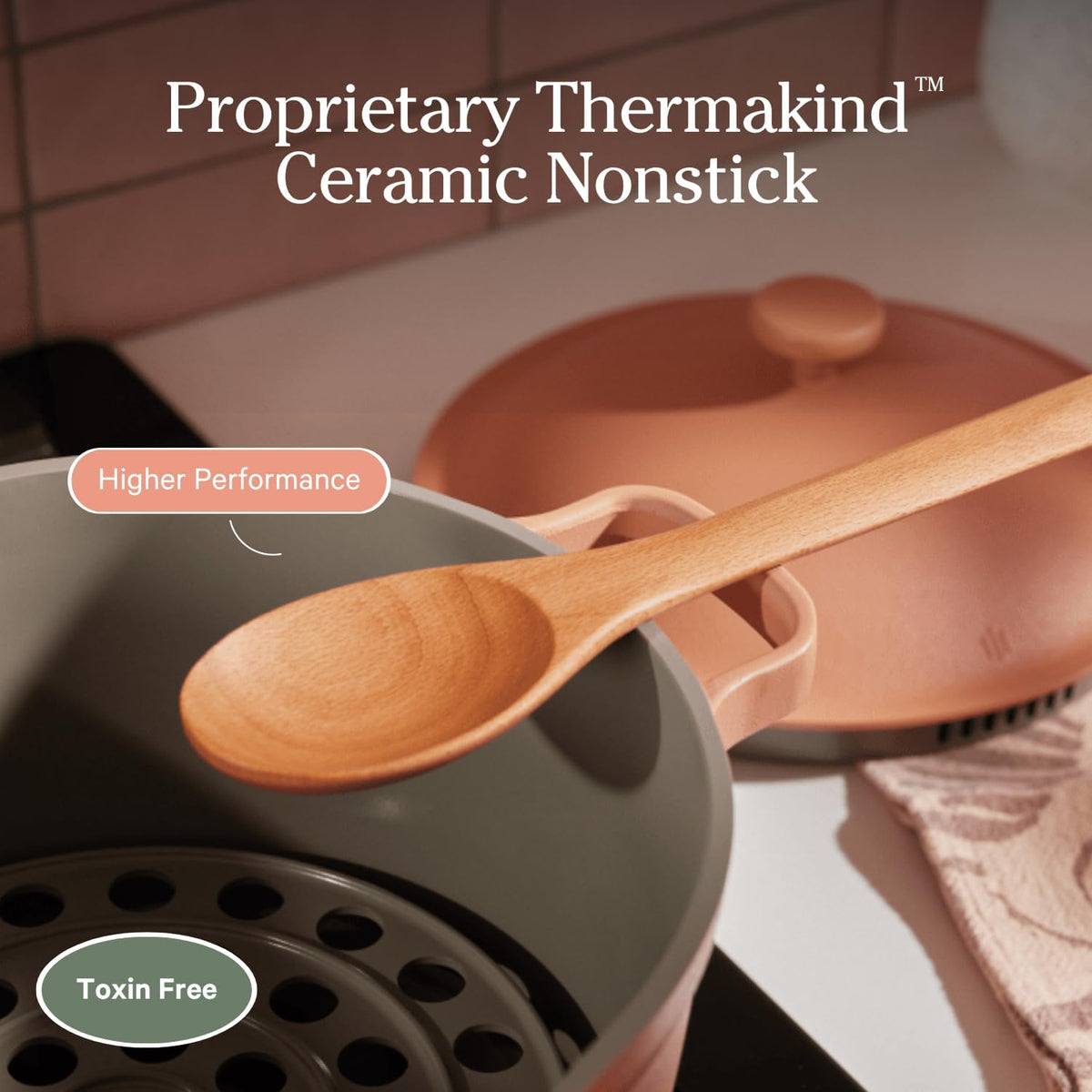 Our Place Perfect Pot - Mini 2.5 Qt Nonstick Ceramic Sauce Pan with Lid | Versatile Cookware for Stovetop and Oven | Steam, Bake, Braise, Roast | PTFE and PFOA-Free | Toxin-Free, Easy to Clean | Sage