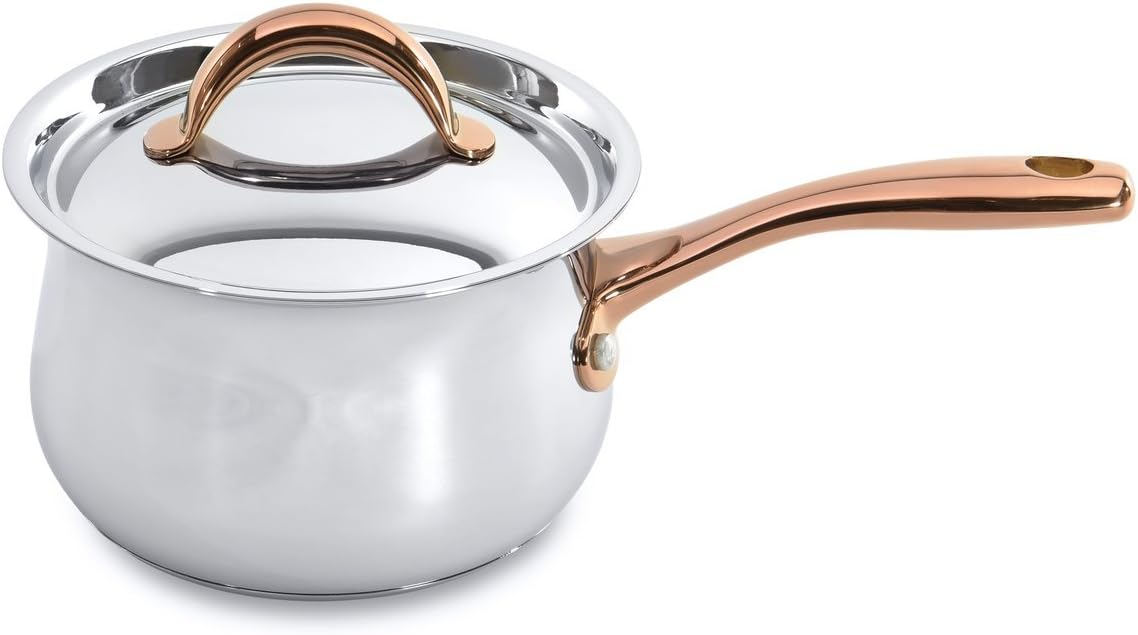 BergHOFF 11 Piece Ouro Cookware Set with Gold Handles, Silver/Rose, Large