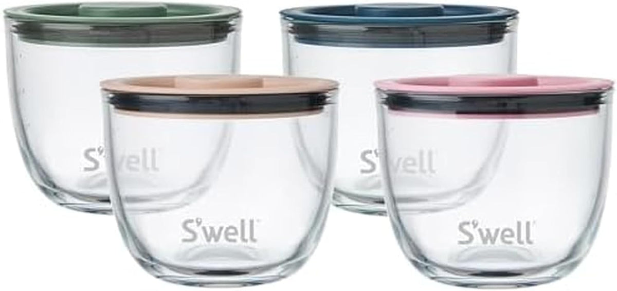 S'well 12oz Glass Prep Bowl Set of 4 For Easy Meal Prep, Vintage Pastels, Made From Durable Tempered Glass, Nests Inside 21.5oz