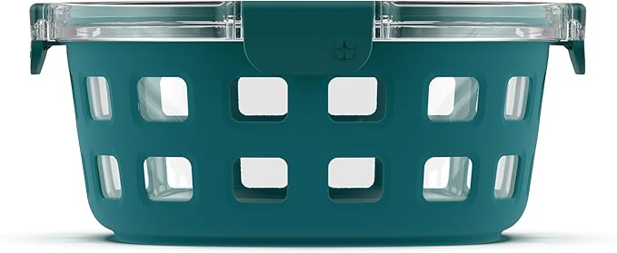 Ello Duraglass Meal Prep Container- Glass Food Storage Container with Silicone Sleeve and Airtight BPA-Free Plastic Lid, Dishwasher, Microwave, and Freezer Safe