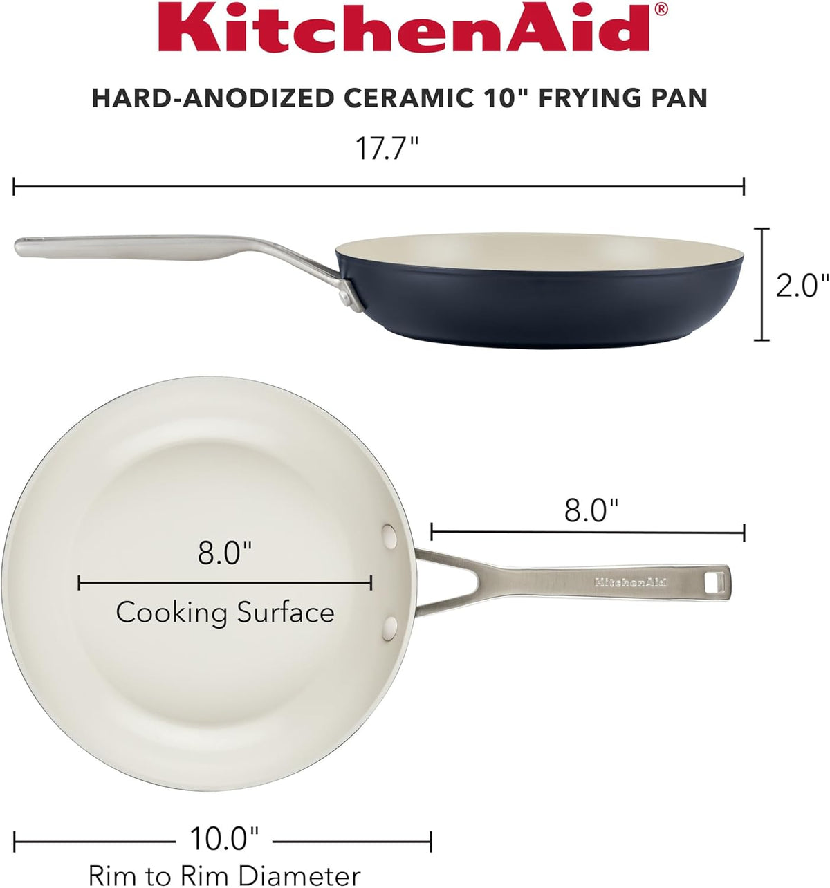 KitchenAid Hard Anodized Ceramic Nonstick Frying Pan/Skillet, 10 Inch - Matte Black