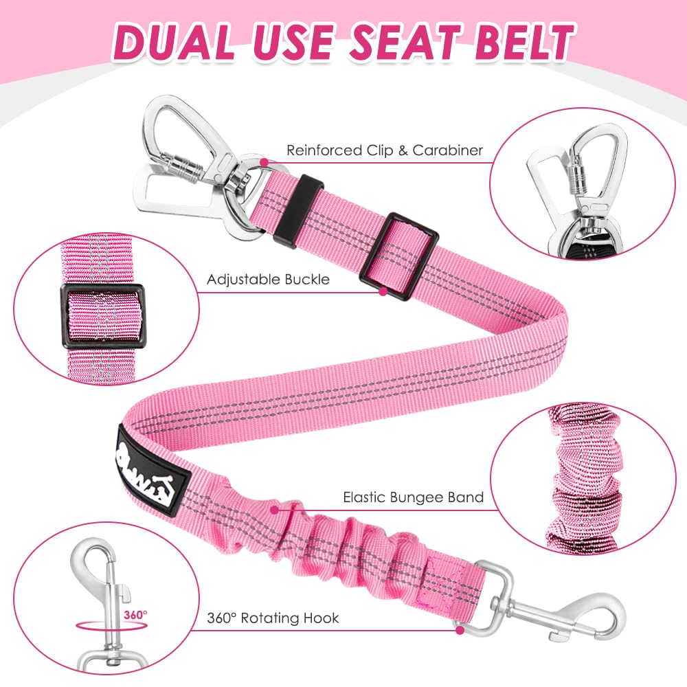 Lukovee Dog Car Harness Seat Belt, Harness & Seatbelt with 2 in 1 Buckle