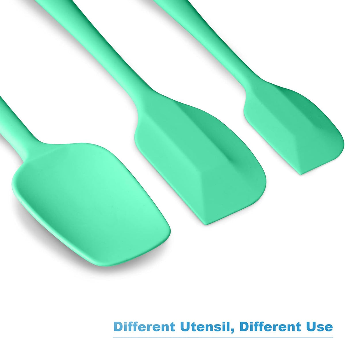 Silicone Spatula 3-piece Set, Ergonomic Handle High Heat-Resistant Spatulas, Non-stick Rubber Spatulas with Stainless Steel Core, Macaron Green