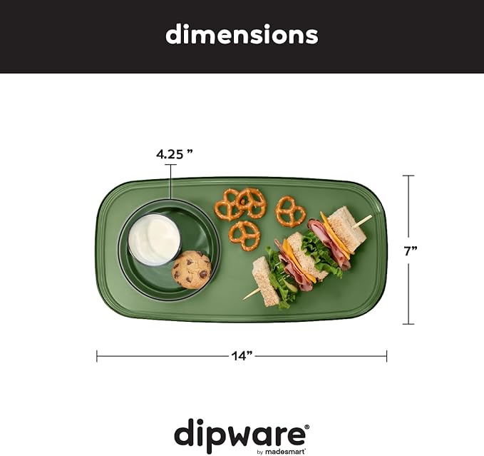 madesmart dipware Small Serving Plate, Collapsible & Removable Dip Bowl for Salsa, Queso, Sald, Olives, Premium Dishwasher & Microwave Safe, Multipurpose Plate & Bowl, Olive