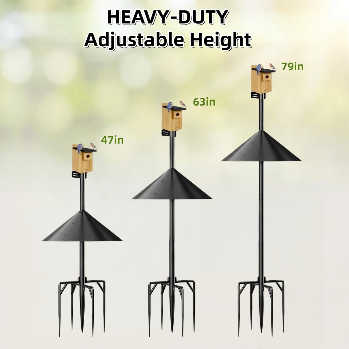 NSYOOMH Dia 1 Inch Bird Feeder Pole with 19" Proof Squirrel Baffle