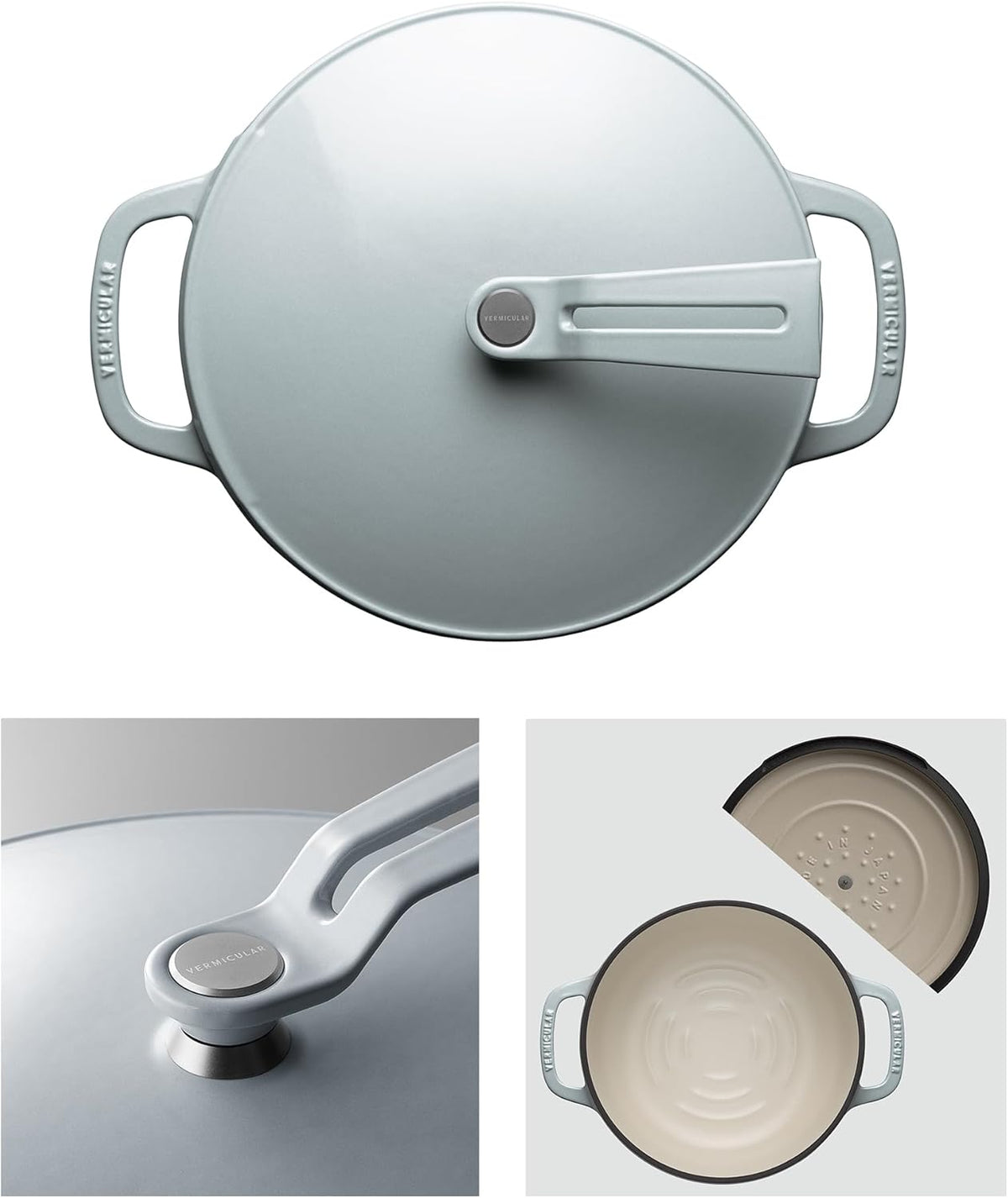 Vermicular Oven Pot 2.0 | Lightweight Enameled Cast Iron Pot | 22cm (3.7 Qt) | Non-Toxic | Induction-compatible | Dutch Oven | Made in Japan | Oyster Gray