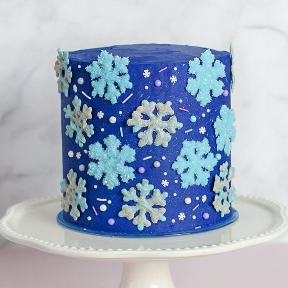 Frozen Sprinkles for Cake Decorating - Blue and White Sprinkles for Frozen Cake Decorations with Edible Snowflake, Jimmies, Nonpareils, Sugar Pearls for Cupcake Decorations