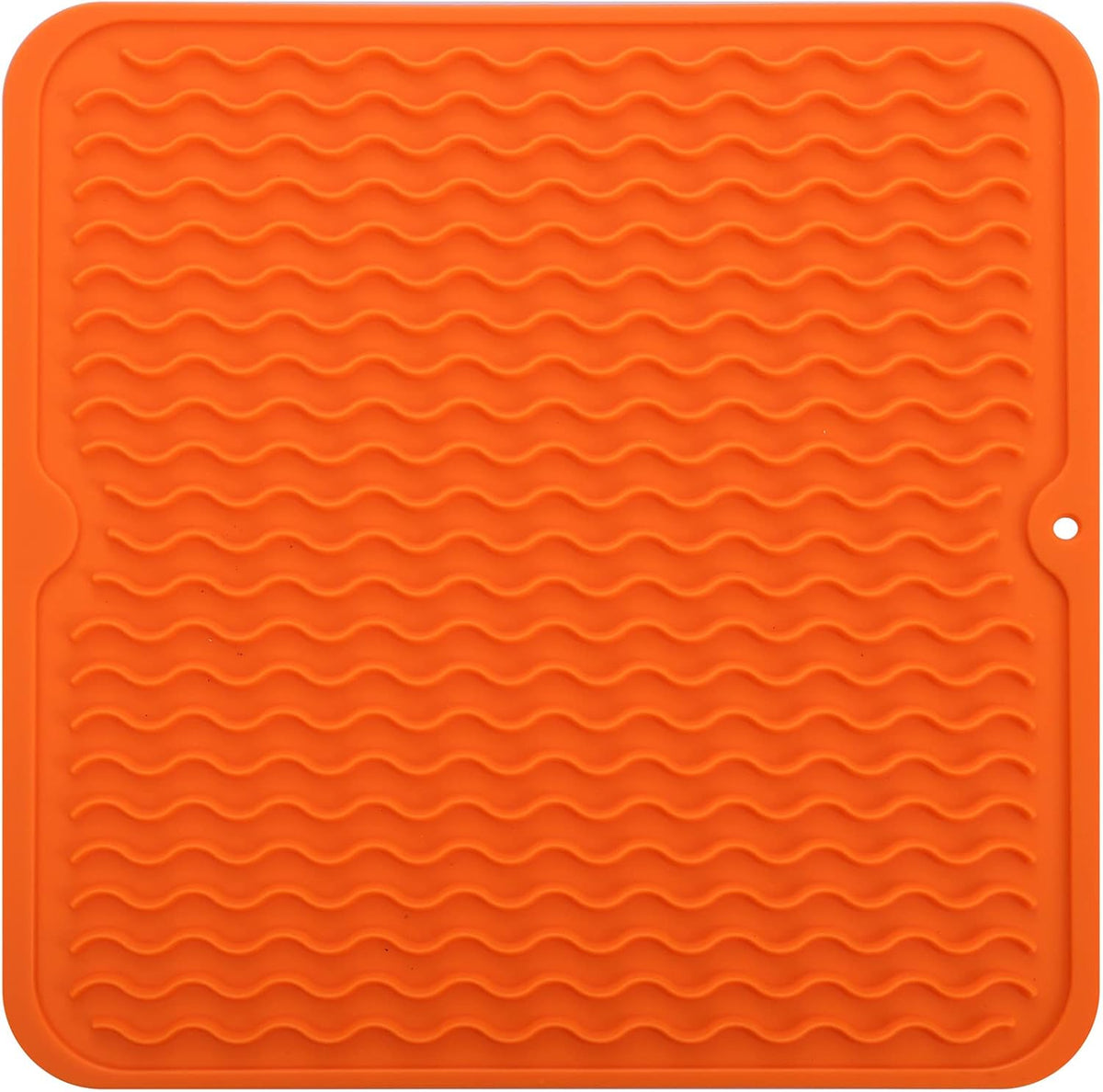 Silicone Dish Drying Mat for Multiple Usage,Easy clean,Eco-friendly,Heat-resistant Silicone Mat for Kitchen Counter or Sink,Refrigerator or Drawer liner Orange M 12 inches x 12 inches