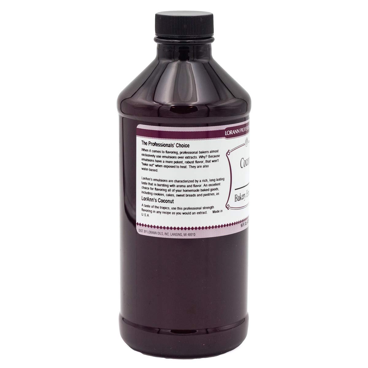 LorAnn Oils Coconut Bakery Emulsion: True Essence, Ideal for Boosting Fruit Tones in Cakes, Cookies & Desserts, Gluten-Free, Keto-Friendly, Extract Substitute Essential for Your Kitchen, 16 Oz