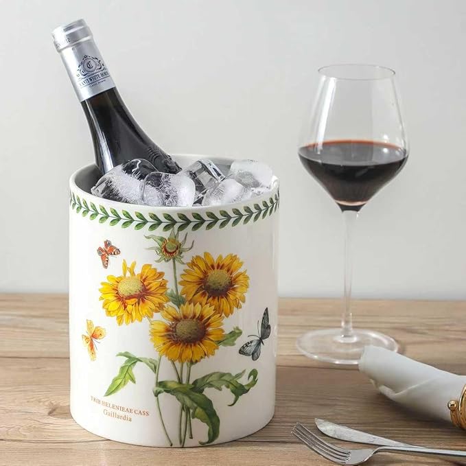 7" Flower Utensil Holder, Large Kitchen Utensil Holder Organizer , White Stable Utensil Crock Spatula Holder for Kitchen Counter Countertop Farmhouse Cooking Tools Holder(Sunflower)