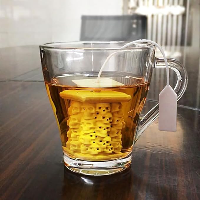 2pcs tea infuser, cute silicone tea infuser, loose tea leaf steeper, Creative design, easy to brew loose leaf tea, They are fun tea accessories for brewing tea(Skull + Tower)