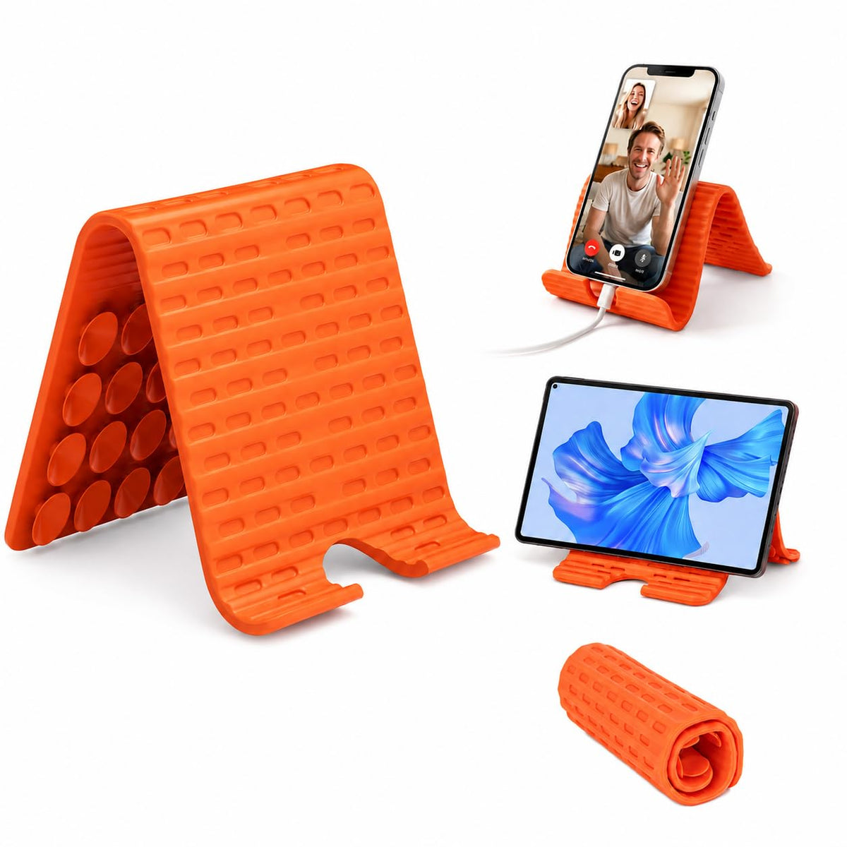 Airplane Phone Holder, Silicone Foldable Phone Stand for Desk and Travel