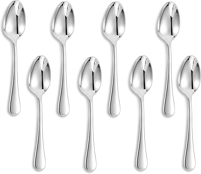 KEAWELL Premium Verona 8-Piece Spoon Set 6.5-Inch – 18/10 Stainless Steel, Heavy-Duty Mirror-Finished Flatware for Daily Meals, Hosting, and Special Occasions (8, Teaspoons)
