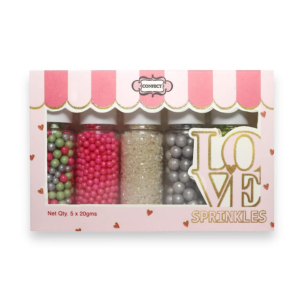 Confect Sprinkles Mix – Enchanted Forest Disco Ball Mashup for Cake & Cupcake Decorating – Assorted Pack of 5 (Hot Pink, Silver, Parrot Green Dragees & White Sparkling Sugar) Palm Oil-Free, No Artificial Dyes - 5 Oz