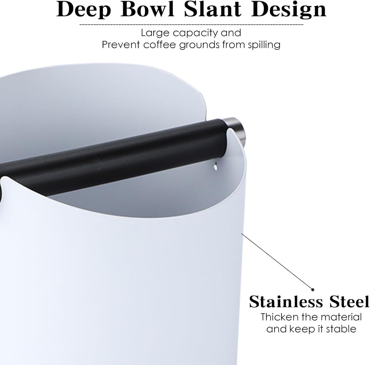 Italian Espresso Tapping Box, Stainless Steel Coffee Grinding Tapping Box, With Detachable Tapping Rod And Anti Slip Rubber Base (White)