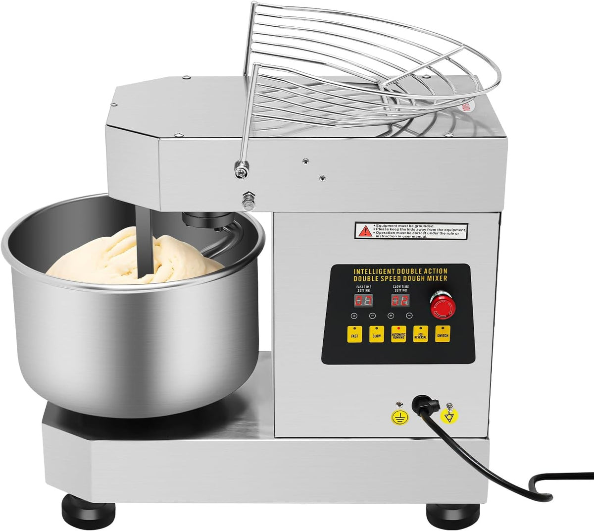 Commercial Dough Mixer Electric, 10.6Qt 750W 201 Stainless Steel Large Dough Maker Machine, Heavy Duty Flour Mixing Machine, Bread Mixer for Restaurant School Bakery