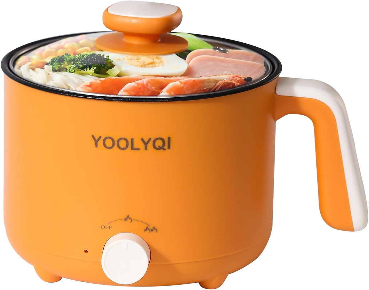 Hot Pot Electric : 1.5L Mini Ramen Cooker with 2 Temp Settings, Portable Lazy Pot Dorm, Office Must Have for Ramen/Noodles/Soup/Oatmeal