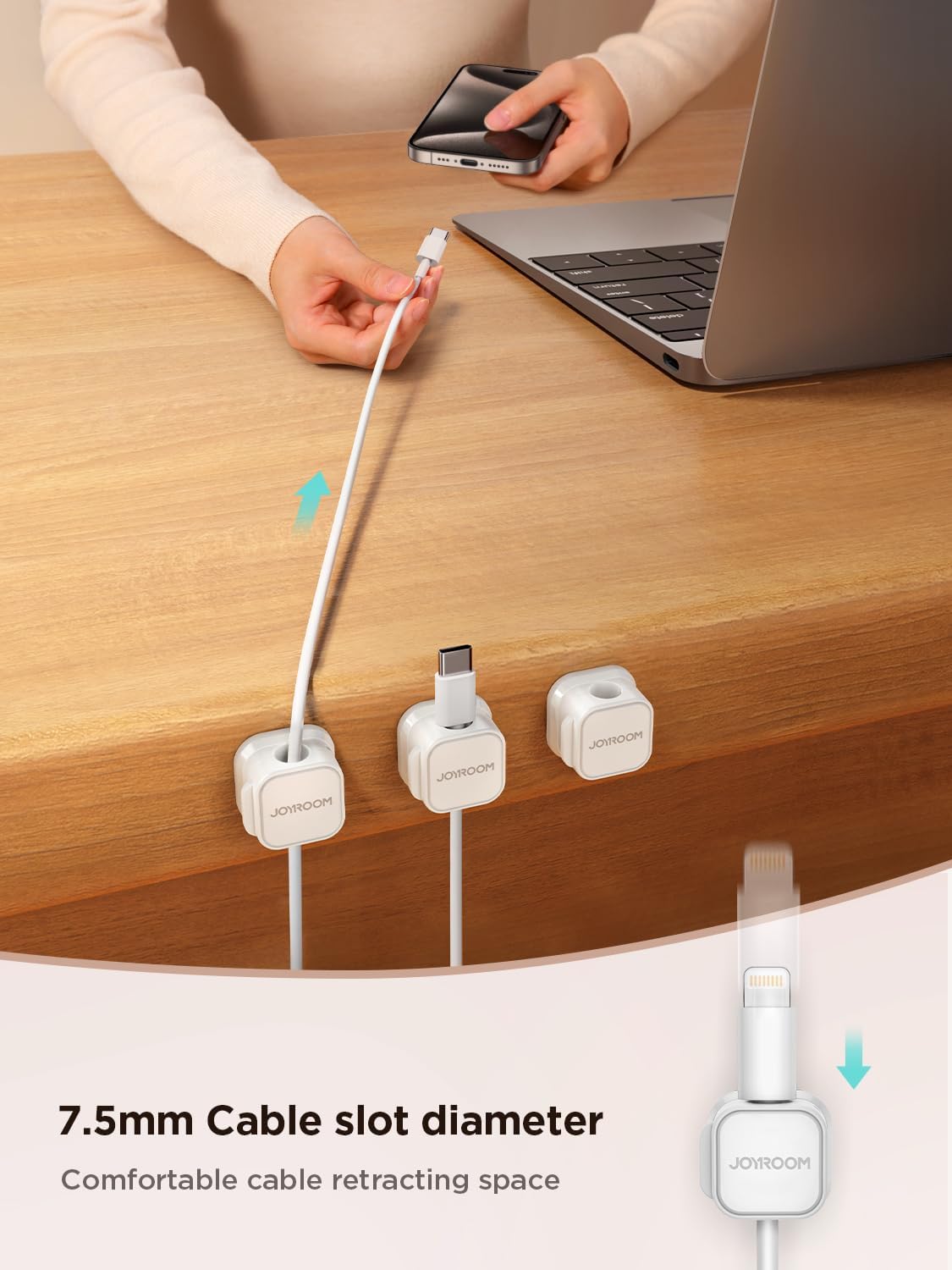 12 Pack Magnetic Cord Holder, Cord Organizer Cable Clip for Desk Management, JOYROOM Smooth Adjustable Cable Clip, Wire Holder Keeper Organizer for Home Office Desk Phone Car Wall Desktop Nightstand