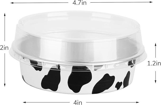 Beasea 4 Inch Pie Tins with Lids, 50 Pack 8 Oz Mini Tart Pan Disposable Pie Tins, Black White Aluminum Pie Pan Foil Tart Tins Round Muffin Container Mini Cheesecake Pan for Pie Tart Quiche
