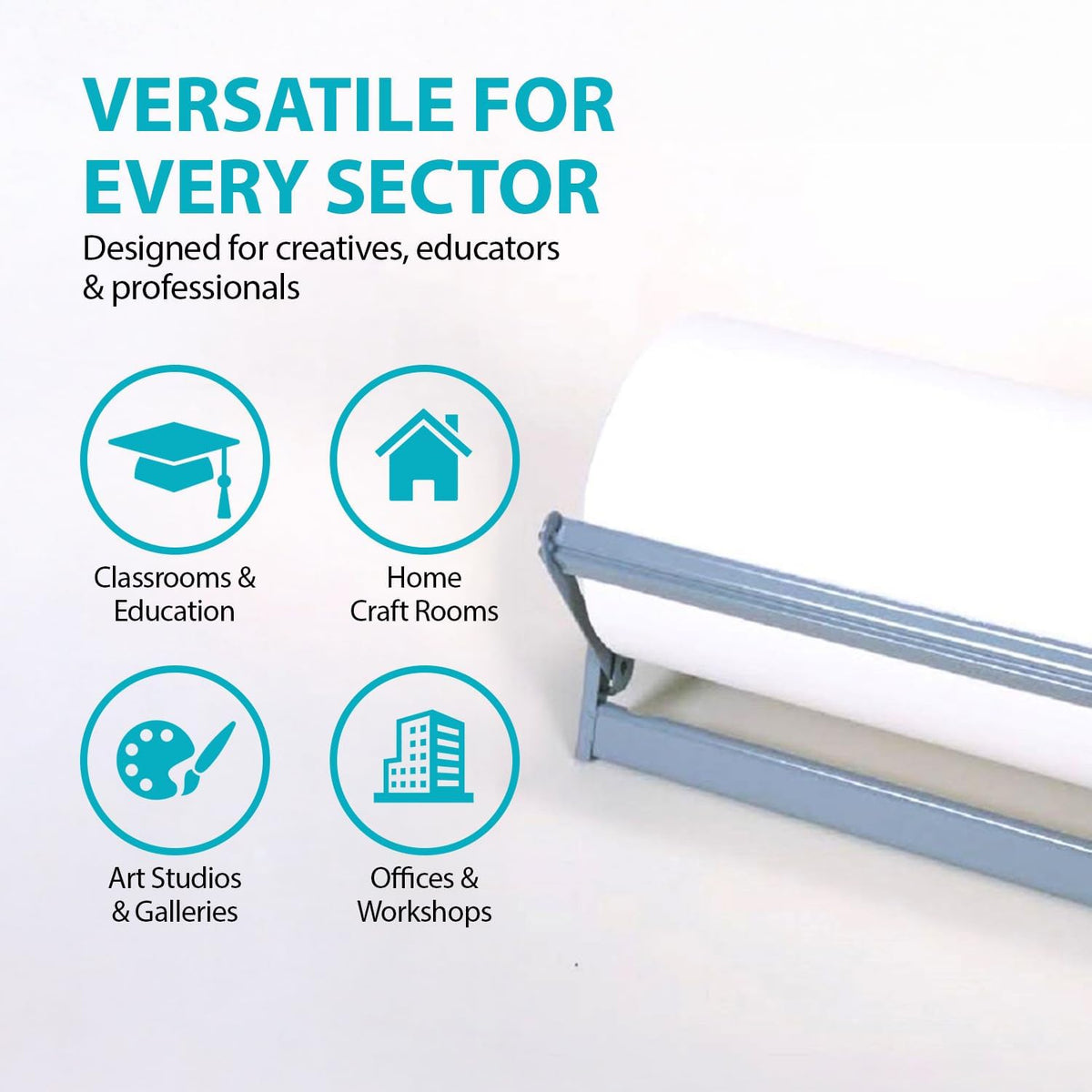 24" Wide Roll Paper Dispenser with Cutter – Wall Mounted Roll Dispenser with Serrated Cutter – Fits Craft, Freezer, Wrapping, Butcher Paper Roll or Cling Film – Heavy-Duty, Grey