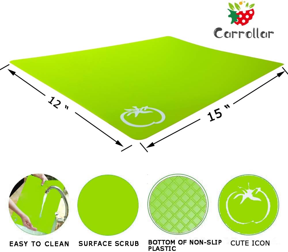 8pcs Flexible Plastic Cutting Board Mats, 2 Pack Colored Mats With Food Icons, Gripped Back, Cutting board Set of 4 (2)