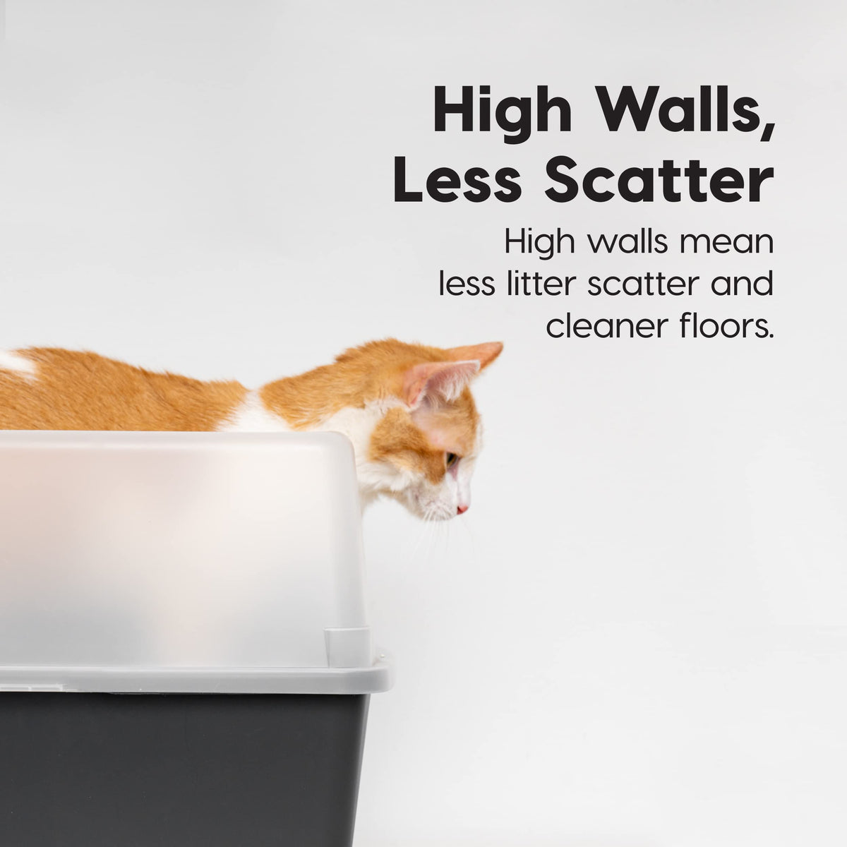 IRIS USA High Sided Cat Litter Box, Scatter Shield, Large, Black 2 Pack