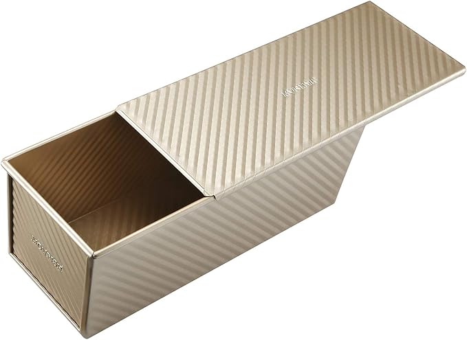 Monfish Large Loaf Pan w Lid Pullman Bread Pan 2.2lb dough Aluminized Steel Commercial Grade Non Stick Loaf Baking Pan