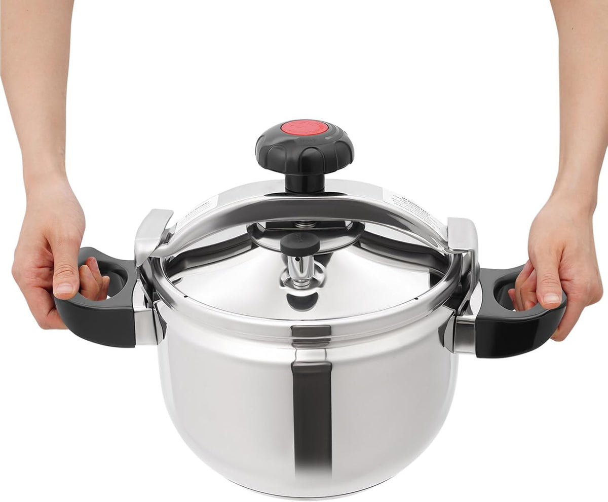 7.4 Quart Pressure Cooker Stainless Steel Pressure Canner, Large Capacity, Commercial Pressure Cooker Clamp On Type, Single Valves for Family or Commercial Use (7.4 Qt)