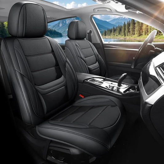 Car Seat Covers Custom Fit for Chevrolet/Chevy Sonic 2011-2020, Premium Faux Leather Waterproof Car Seat Protectors with Lumbar Support, Breathable Anti-Slip Easy to Install(Black,Full Set)
