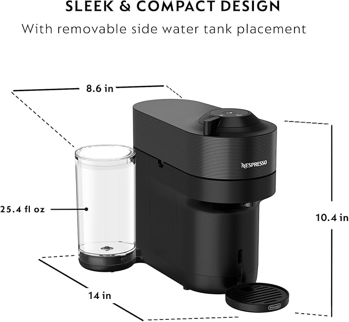 Nespresso Vertuo Pop+ Coffee and Espresso Machine by De'Longhi, Liquorice Black Descaling Kit