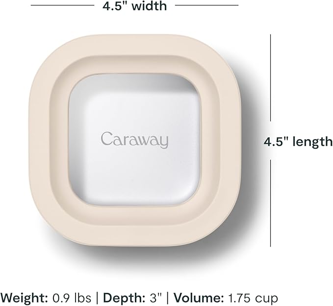 Caraway 2pc Glass Food Storage Set - 1.75 Cup Food Containers (2) - Non-Toxic Ceramic-Coated Glass - Air Release Technology - Compact & Stackable Design - Cream