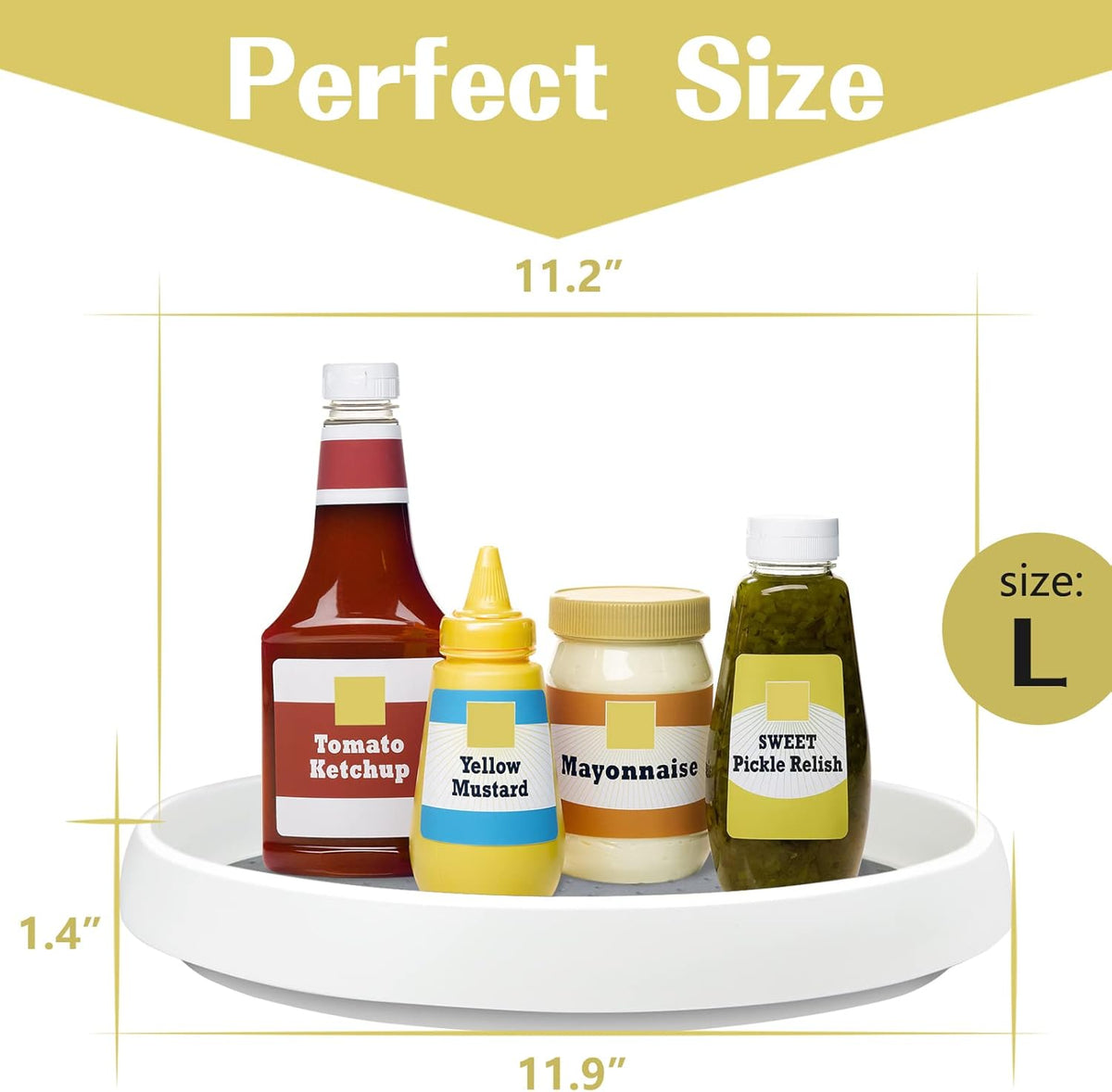 Non Skid Lazy Susan Turntable,Single Round Rotating Kitchen Spice Organizer for cabinets,Pantry, Bathroom, Refrigerator (12Inch)