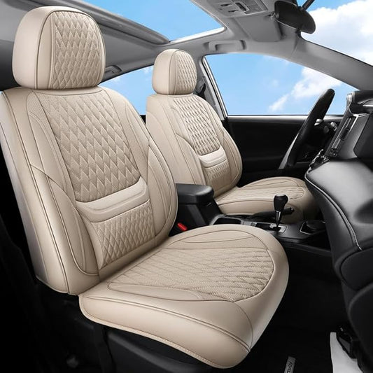 Car Seat Covers Full Set Custom Fit for Buick Envision 2016-2026 - Premium Faux Leather with Lumbar Support | Breathable, Waterproof, Anti-Slip, Durable (Beige,Full Set)