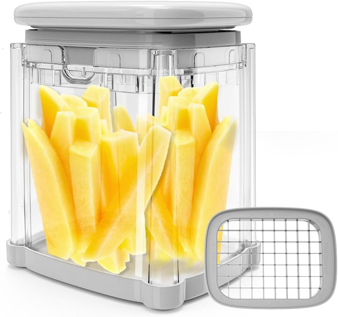 CrazyQueen Potato Slicer French Fry Cutter Veggie Chopper Potato Cutter for Fries Potato Onion Cutter Food Chopper Manual Hand Vegetable Cutter Dicer (1 Blade)