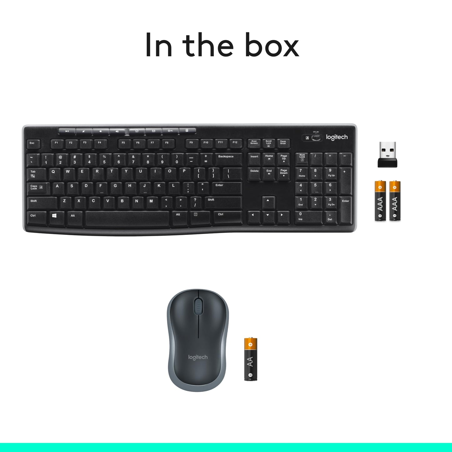 Logitech MK270 Full Size Wireless Keyboard and Mouse Combo - Black