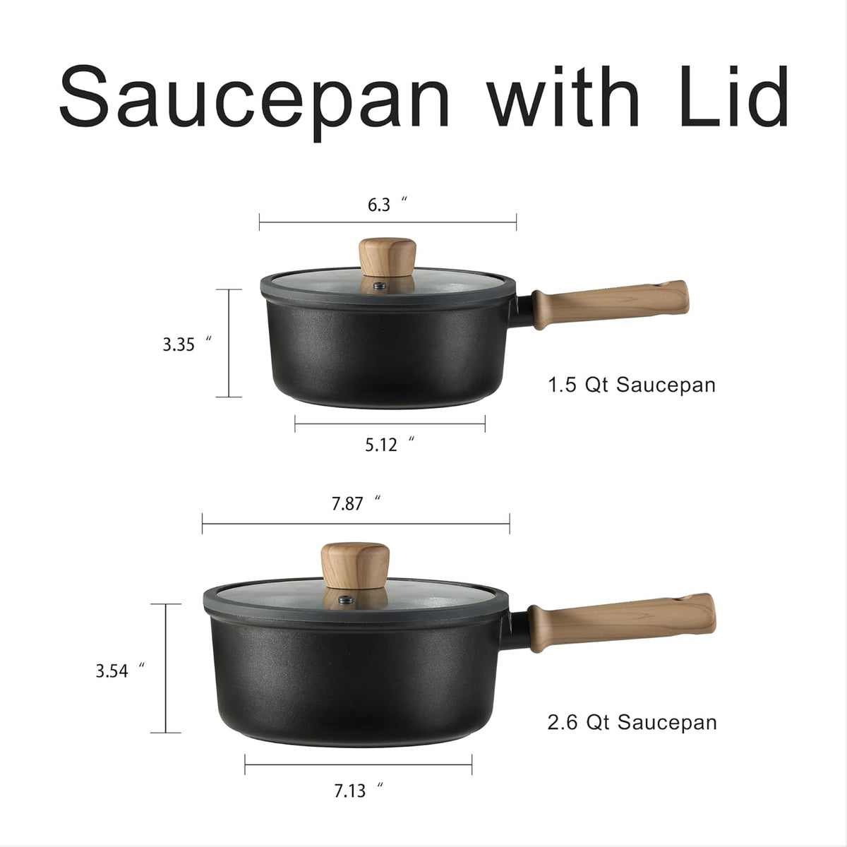 CAROTE Nonstick Sauce Pan Set With Lid, 1.5Qt & 2.6Qt Non Stick Saucepan Small Pots for Cooking, Multipurpose Ultra-light Titanium Small Kitchen Cooking pots, Induction Compatible, PFOA/PFOS Free